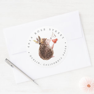 Bosmuisegel Herfst Baby Retouradres Ronde Sticker