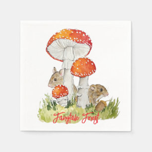 Bosmuizen en paddenstoelen servet