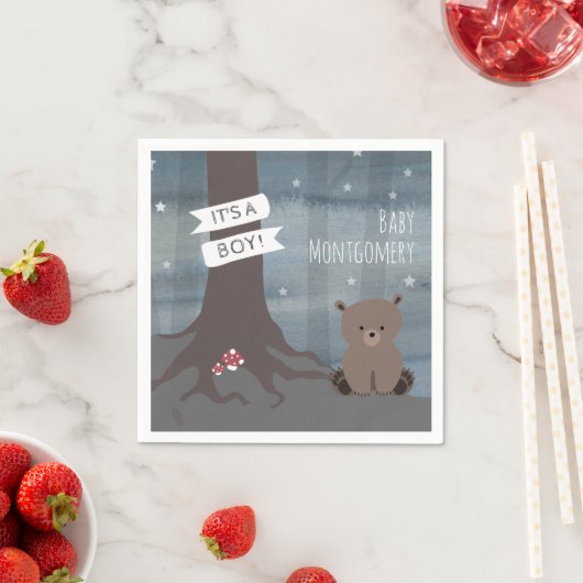 Bosnacht Beer Jongens Baby Shower Servet (Insitu)