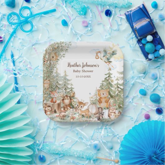 bosneutraal Baby shower Papieren Bordje (Feest)