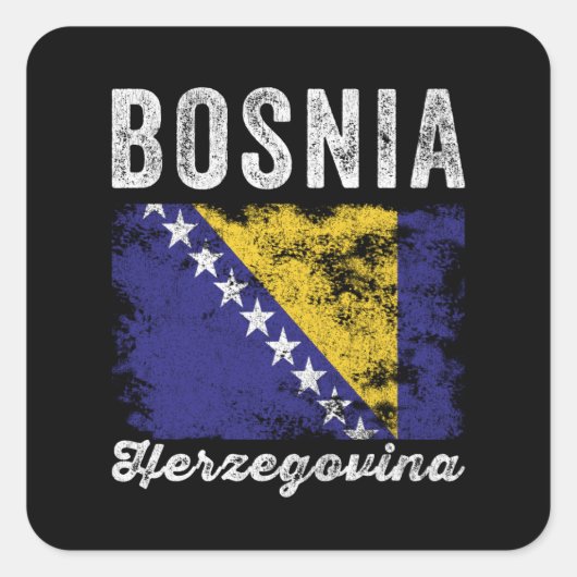 Bosnia and Herzegovina Flag Distressed Vierkante Sticker (Voorkant)