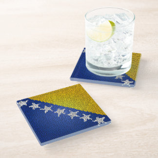 Bosnia and Herzegovina Flag  Patriotic Design Glazen Onderzetter