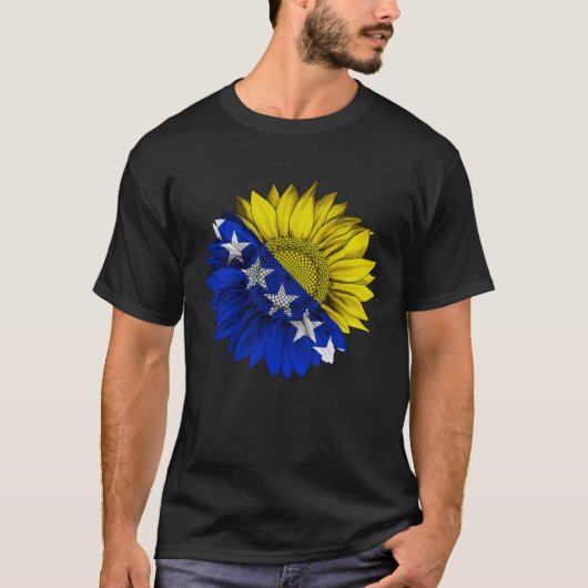 Bosnia and Herzegovina Flag Sunflower Bosnian Root T-shirt (Voorkant)