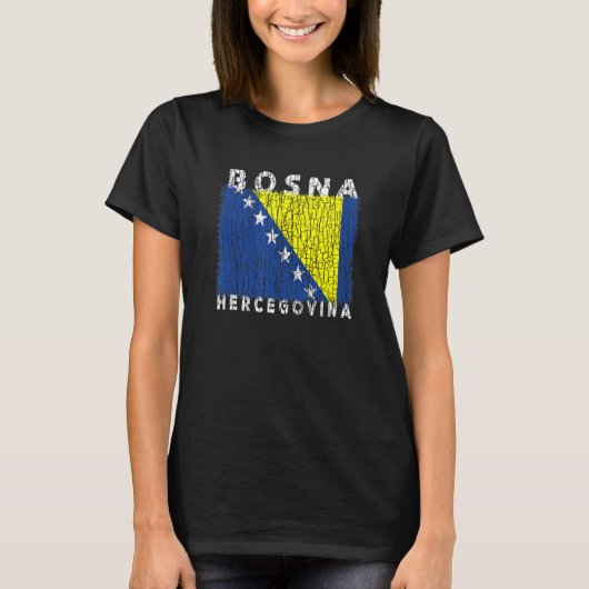 Bosnia and Herzegovina Flag Used Look  For Bosnian T-shirt (Voorkant)
