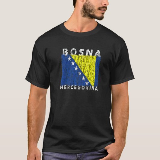 Bosnia and Herzegovina Flag Used Look For Bosnians T-shirt (Voorkant)