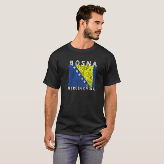 Bosnia and Herzegovina Flag Used Look For Bosnians T-shirt (Voorkant volledig)