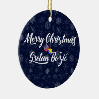 Bosnia and Herzegovina USA Bilingual Christmas Keramisch Ornament