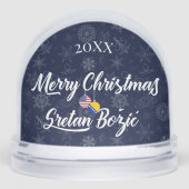 Bosnian American Bilingual Merry Christmas Sneeuwbol (Voorkant)