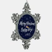 Bosnian American With Custom Year Bilingual Tin Sneeuwvlok Ornament (Links)