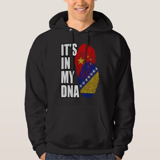 Bosnian And Chinese Mix DNA Flag Heritage Hoodie (Voorkant)