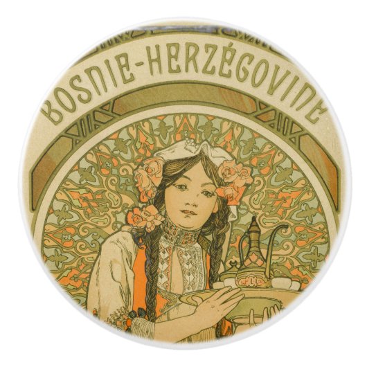 Bosnië en Herzegovina door Alphonse Mucha (1900) Keramische Knop (Voorkant)
