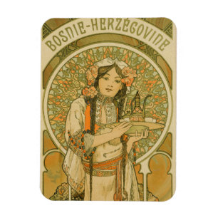 Bosnië en Herzegovina door Alphonse Mucha (1900) Magneet