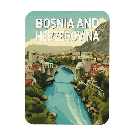 Bosnië en Herzegovina Illustratie Reiskunst Magneet (Verticaal)