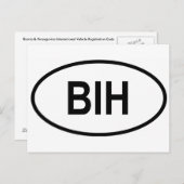 Bosnië en Herzegovina Int'l Vehicle Reg. Code Briefkaart (Voorkant / Achterkant)