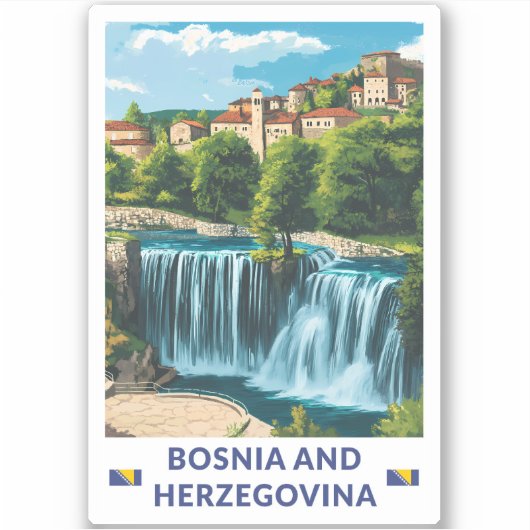 Bosnië en Herzegovina Jajce Illustratie Kunst Sticker (Voorkant)