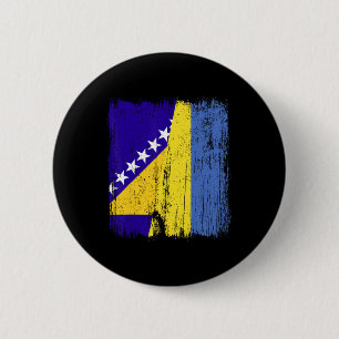 Bosnië En Herzegovina Oekraïne Half Vlag Ronde Button 5,7 Cm