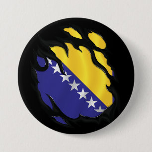 Bosnië en Herzegovina scheurde vlag Ronde Button 7,6 Cm