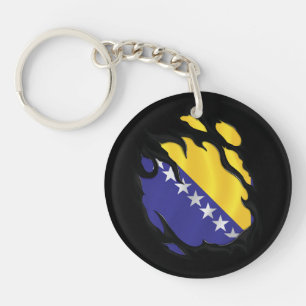 Bosnië en Herzegovina scheurde vlag Sleutelhanger