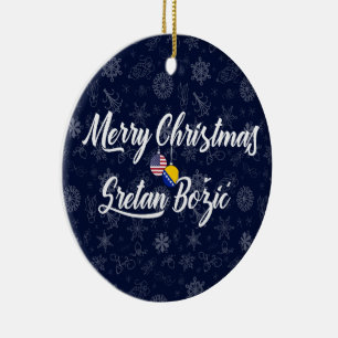 Bosnië en Herzegovina USA Tweetalig Kerstmis Keramisch Ornament