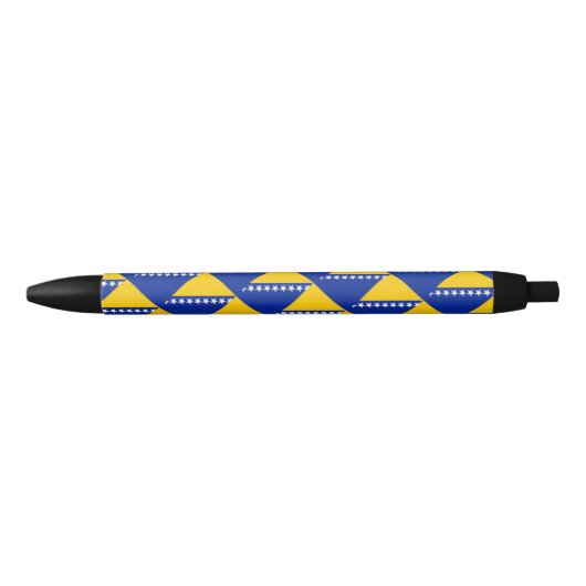 Bosnië en Herzegovina Vlag balpen Zwarte Inkt Pen (Voorkant)
