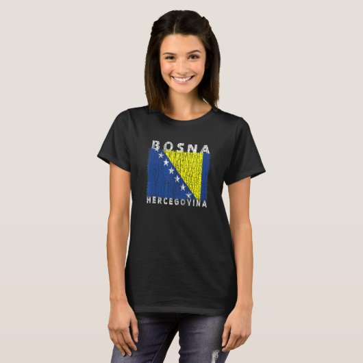 Bosnië en Herzegovina vlag gebruikt voor Bosnisch  T-shirt (Voorkant volledig)