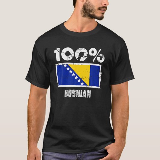 Bosnië en Herzegovina Vlag Steun 100 Bosnische Ba T-shirt (Voorkant)