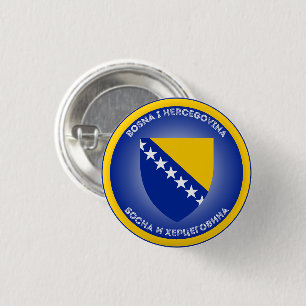 Bosnië en Herzegovina Wapenschild Cirkelvorm Ronde Button 3,2 Cm