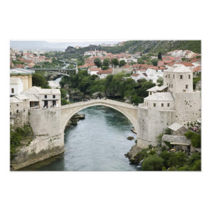 Bosnië-Herzegovina - Mostar. De Oude Brug Foto Afdruk
