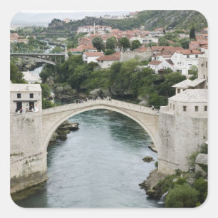 Bosnië-Herzegovina - Mostar. De oude brug Vierkante Sticker