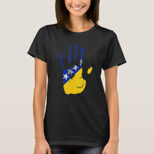 Bosnië Herzegovina Vlag Hand Mannen Vrouwen Kinder T-shirt