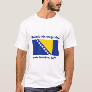 Bosnië Herzegovina Vlag + Kaart + Tekst T-shirt