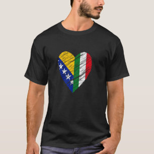 Bosnië Italië Hart Italiaanse Vlag Bosnische Vlag T-shirt