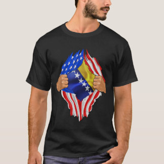 Bosnië Roots USA Flag Patriotic Bosnian Heritage P T-shirt