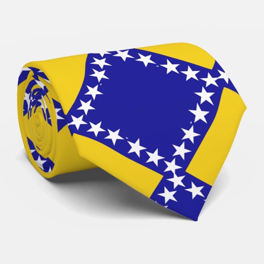 Bosnië vlag patroon stropdas (Opgerold)