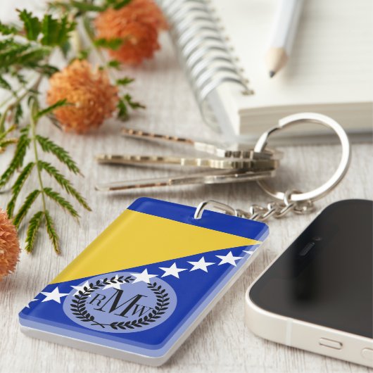 Bosnië-vlag Sleutelhanger (Voorkant Rechts)