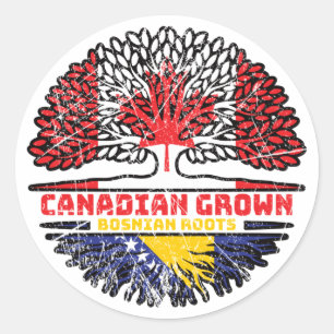 Bosnisch-Canadese vlag voor boomstammen Ronde Sticker