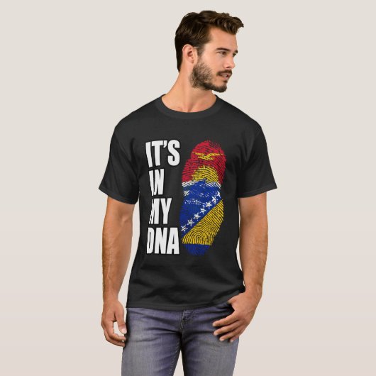 Bosnisch en Kiribati mengen DNA erfgoed vlag T-shirt (Voorkant volledig)