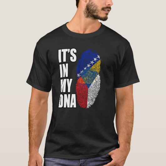 Bosnisch en Tsjechisch Mix DNA-vlaggenerfgoed T-shirt (Voorkant)