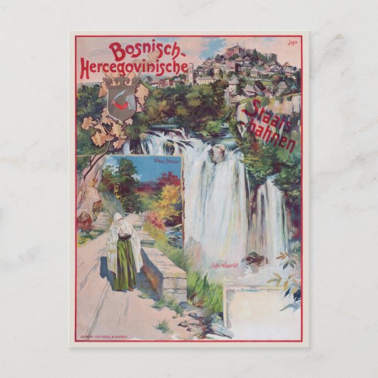 Bosnisch-Hercegovinische Staatsbahnen Poster 1901 Briefkaart (Voorkant)