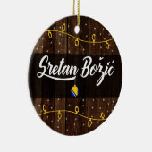 Bosnisch kerst met Merry, Sretan Božić Rustic Keramisch Ornament (Rechts)