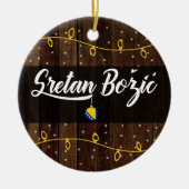 Bosnisch kerst met Merry, Sretan Božić Rustic Keramisch Ornament (Voorkant)
