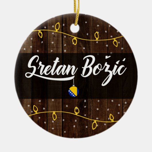 Bosnisch kerst met Merry, Sretan Božić Rustic Keramisch Ornament (Voorkant)