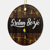Bosnisch kerst met Merry, Sretan Božić Rustic Keramisch Ornament (Links)