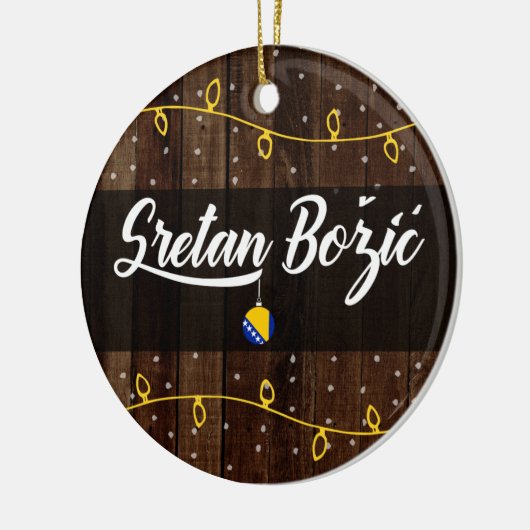 Bosnisch kerst met Merry, Sretan Božić Rustic Keramisch Ornament (Links)