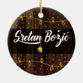 Bosnisch kerst met Merry, Sretan Božić Rustic Keramisch Ornament (Achterkant)
