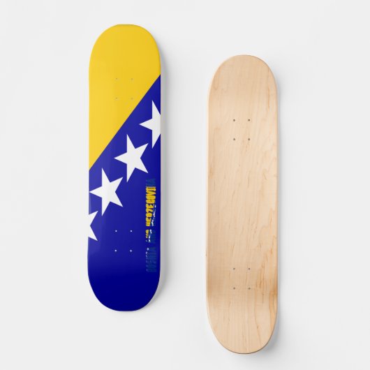 Bosnische glanzende vlag persoonlijk skateboard (Voorkant)