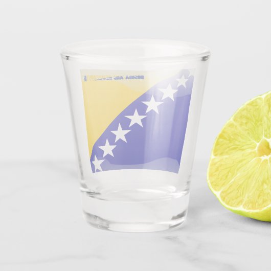 Bosnische glanzende vlag shot glas (Achterkant)