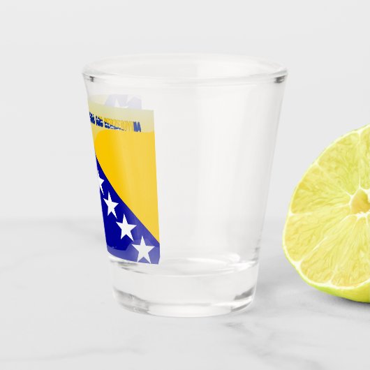 Bosnische glanzende vlag shot glas (Rechts)
