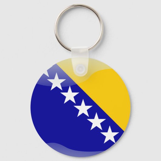 Bosnische glanzende vlag sleutelhanger (Voorkant)