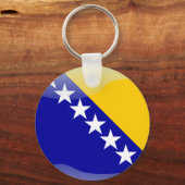 Bosnische glanzende vlag sleutelhanger (Voorkant)